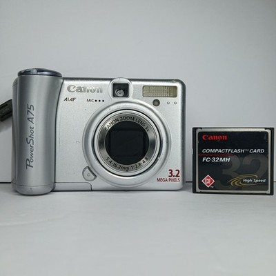 Vtg Canon PowerShot A75 Digital Camera Compact 3.2 MP 3X Zoom 32 MB Memory Card