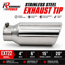 Inlet 4 Outlet 6 15 Long Stainless Steel Rolled Edge Exhaust Tip Ext22 New