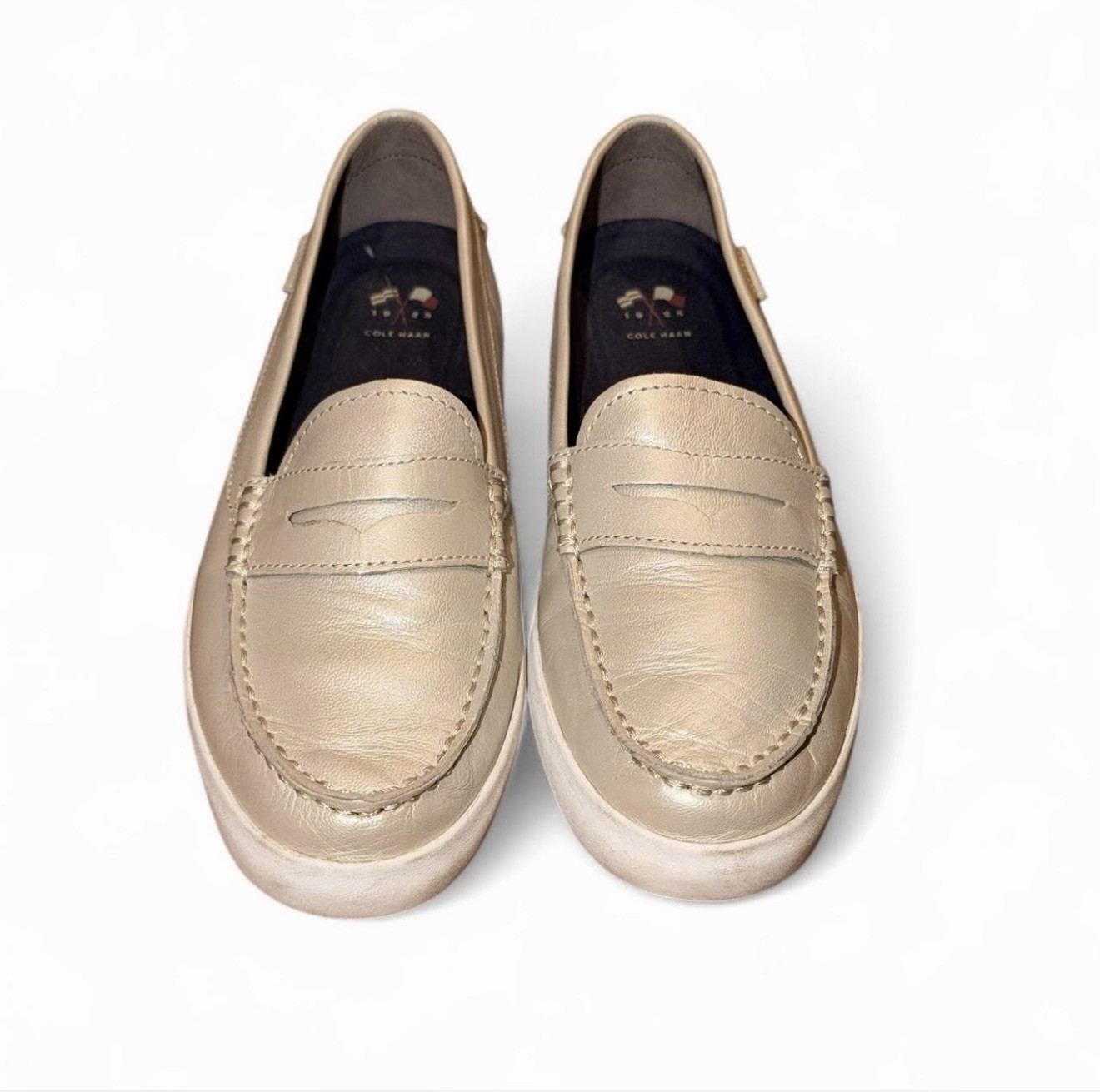 COLEHAAN GRAND OS NANTUCKET MOC-TOE PENNY LOAFERS LEATHER WOMEN’S 8.5