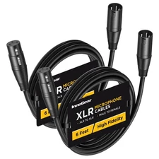 6ft XLR Microphone Cables 2-Pack, Oxygen-Free Copper Male to Female Mic Cord