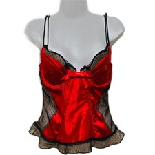 Jezebel Vibrant Red Satin Camisole Bustier Top size 34D