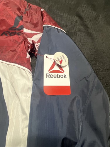 Reebok Jacket Boys M 8 Red Navy Logo Full Zip 100% Polyester Windbreaker Hoodie - Picture 2 of 8
