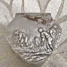 1904 Silber Pfeffermint Mint Box (Lodereindoosje) von Hanau Germany, gepunzt UK