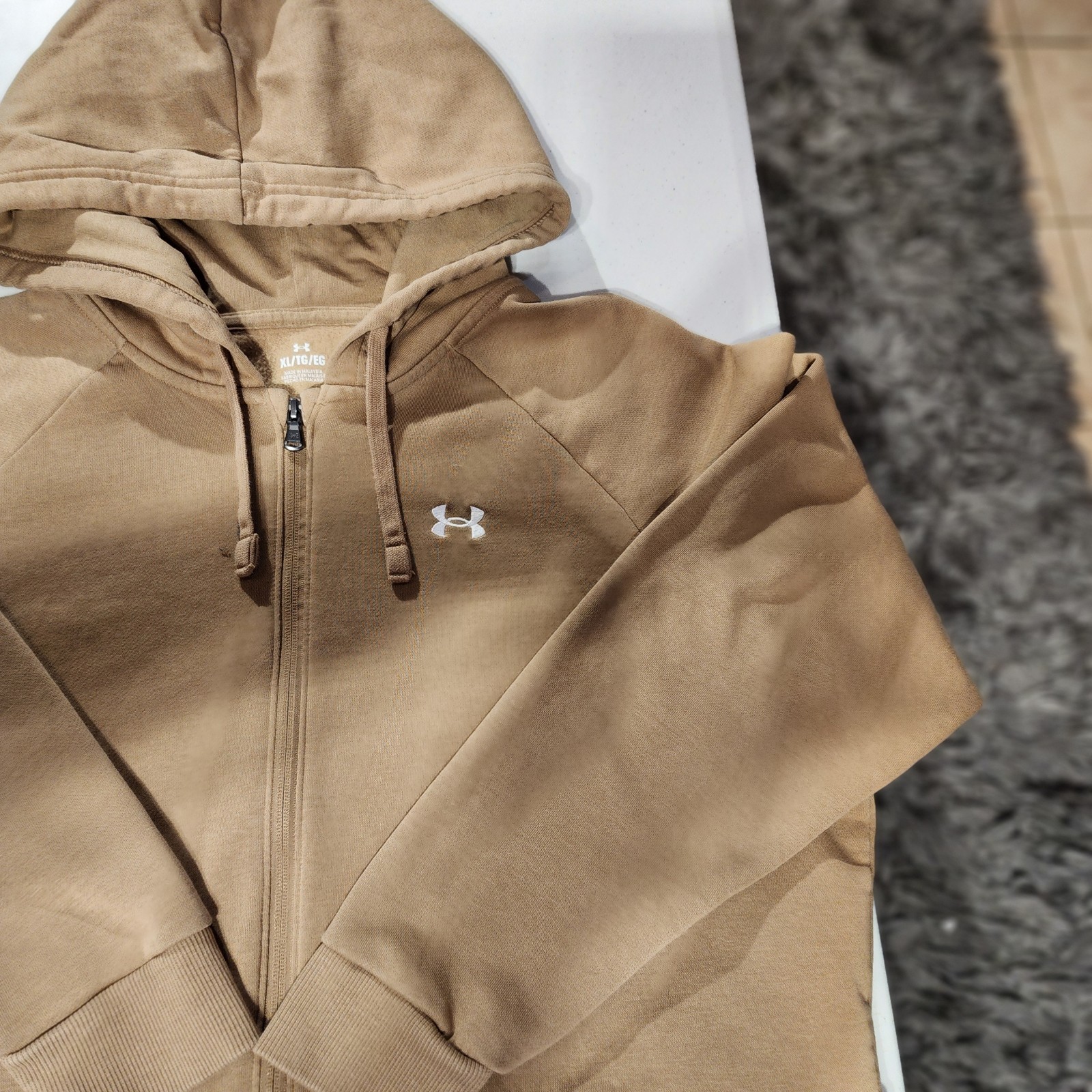 Under Armour women's Brown Full Zip Hoodie XL Fleece Hooded Logo Long Sleeve thumbnail 6