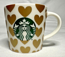 Starbucks Coffee Demitasse Espresso Mini Cup Mug 2015 Gold Hearts 3oz Valentines