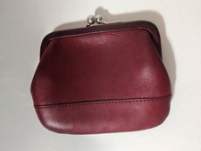 Vintage Coach Red Burgundy Kiss Lock Coin Leather Purse  7155