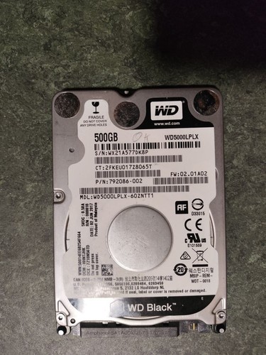 Festplatte WD Black 500GB 2,5" HDD WD5000LPLX 7200rpm SATA 6Gb/s, getestet #1MUC