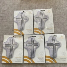 (5) Mylar Foil Balloons Cross Baptism Christening Communion Church - By Anagram