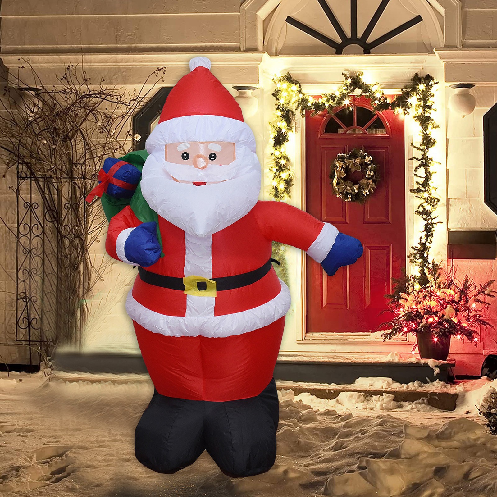 // 4FT Outdoor Christmas Inflatables Santa Backpack LED Lights Yard Decor
