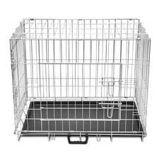 Dog Crate 2/3 Doors w/Tray Fold Metal Pet Cage Kennel House 30"/37"/43"/48" vida