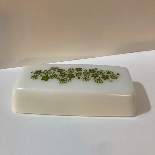 Vintage Pyrex White Avacado Spring Blossom Crazy Daisy Butter Dish Lid only