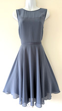 Ladies Hobbs Dusky Blue Chiffon Fit & Flare Occasion/Party Dress Size UK 14