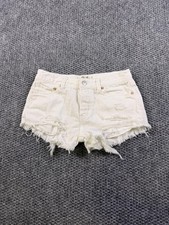 We The Free Denim Shorts Womens 24 White Distressed Cutoff Frayed Hem Casual