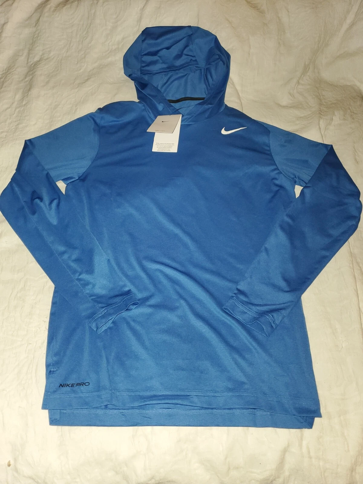 Nike Hoodie Mens Small Blue Pullover Long Sleeve Lightweight Dri Fit