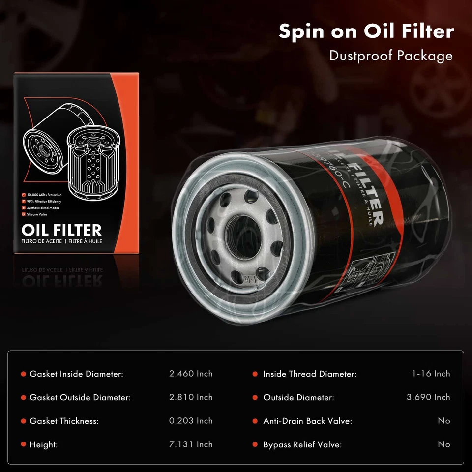 6x Filtro de aceite de motor para Chevrolet Express 3500 97-98 Ford B-600 92-94 Dodge Ram Foto 2 de 4