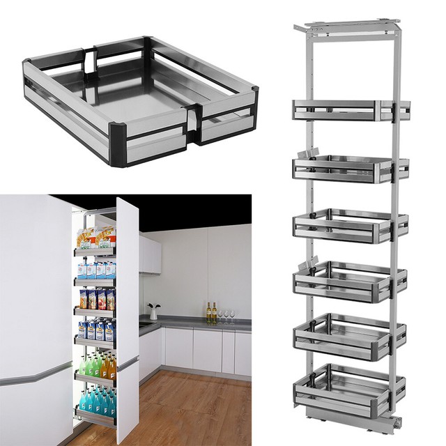 Pull Out Kitchen Storage Baskets 30cm Cupboard Cabinet 2pc Metal