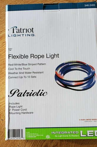 12' Integrated LED Red White Blue Patriotic Neon Sealed Rope Light Linkable USA - Picture 3 of 10