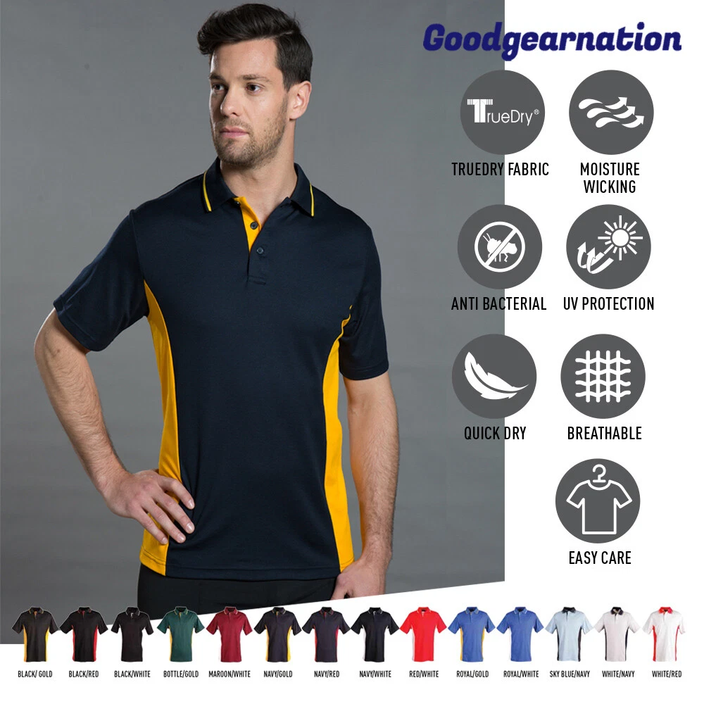 MENS POLO SHIRT Contrast Poly Cotton Short Sleeve Casual Gym Club Sport