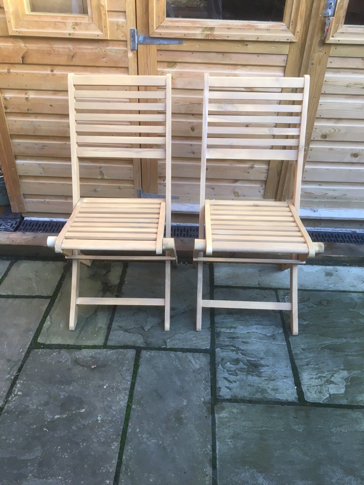 Two Hardly Used Newbury Wooden Folding Garden Chairs. eBay