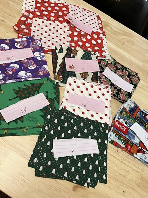 5'' Fabric Squares Precut Craft Quilt Blocks Lot Some Sewn. Christmas