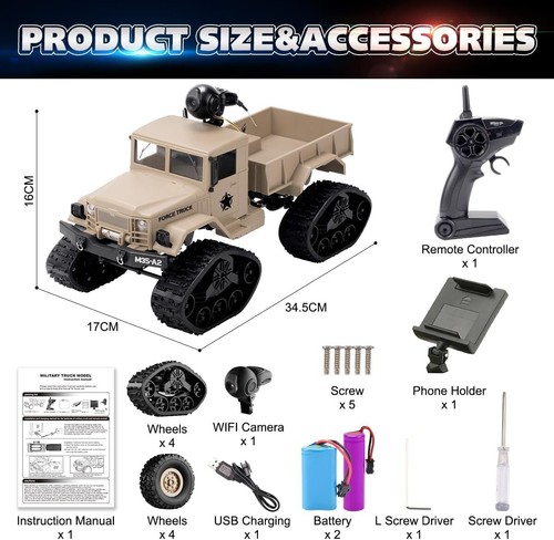 RC Auto mit WLAN Kamera, 4WD 2,4GHz Ferngesteuertes Auto Offroad Maßstab 1:16 - Bild 2 von 4