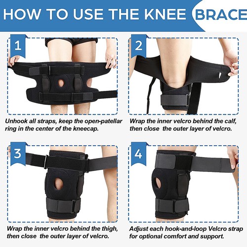 Knee Brace Hinged Compression Sleeve Joint Support Patella Open Stabilizer Wrap - Picture 12 of 15
