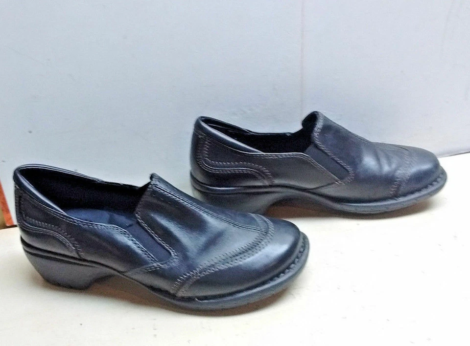 Earth Origins Cuero Negro Sin Cordones Cuña Zuecos Botín Mujer Zapatos 7.5M 38 Foto 2 de 4