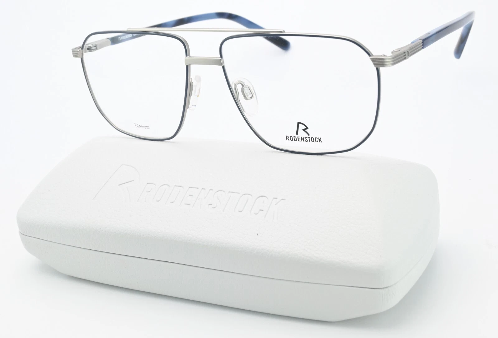 Rodenstock Glasses Frame R 7090 C 54 14 140 Acetate Titan Blue Silver Matt Pilot