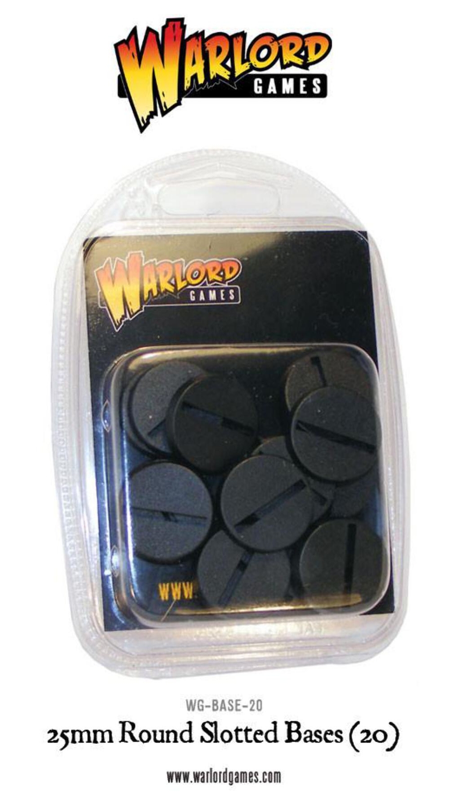 Bolt Action - 25mm Round Slotted Bases (20) - Warlord Games - Wargaming Tabletop