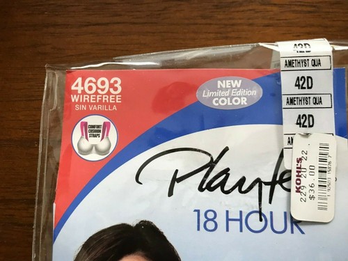New Playtex Gray 18 Hour Ultimate 4693 Wireless Bra 38B 42C 46D 46DDD - Picture 3 of 7