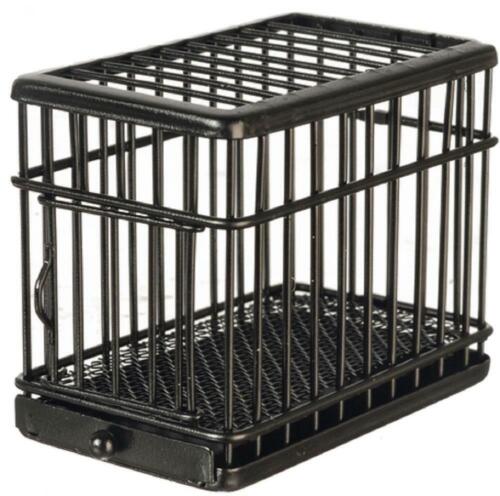 Dolls House Black Metal Dog Cage Crate Miniature 1:24 Half Inch Pet Accessory - Picture 1 of 8