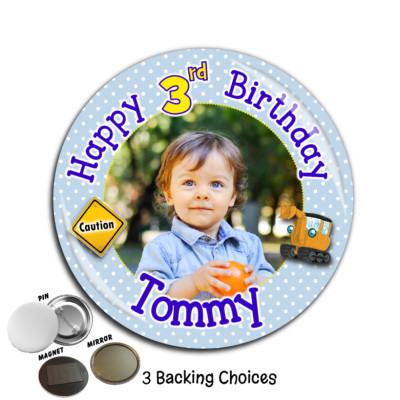 PERSONALISED TEDDY BEAR BIRTHDAY BADGES//FRIDGE MAGNET//MIRRORS 58MM or 77MM