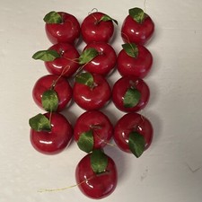 Faux Realistic Red Apple Christmas Ornaments Fall Decor With Stems Lot Of 13