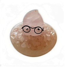 Rose Quartz Gemstone Buddy & Rose Quartz Chips In 3” Clear Selenite Crystal Bowl