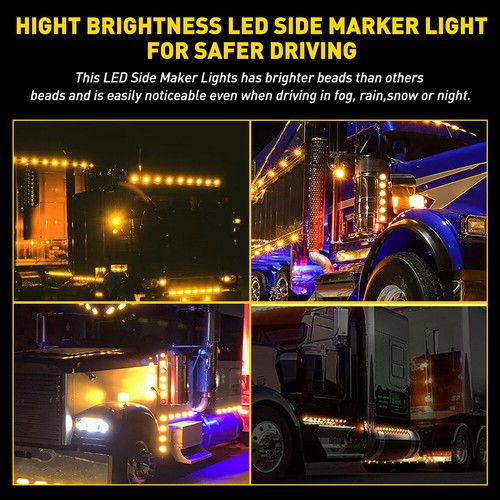 4PCS Watermelon LED Bulbs Light Amber Lens Lights Kit For Truck Van Trailer RV - Picture 10 of 13
