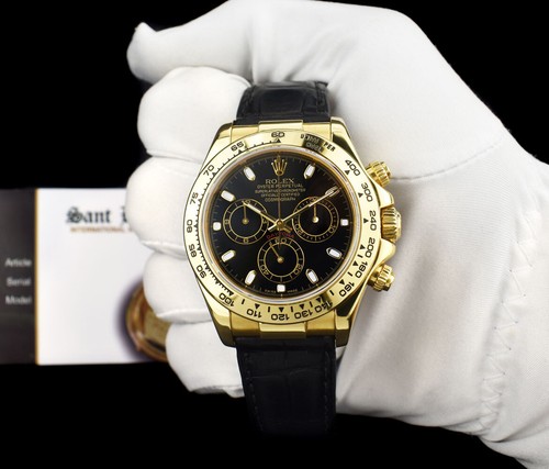 ROLEX - 40mm 18kt Gold DAYTONA Black Strap Black Index 116518 - SANT BLANC - Picture 3 of 7