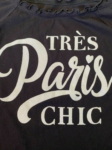NEW JUSTICE TRES PARIS OFF SHOULDER SHIRT top WHITE GLITTER stretchy SIZE 12 - Picture 2 of 2