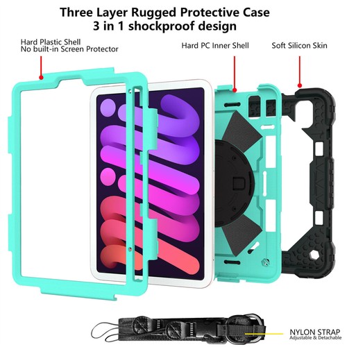 For iPad 10.2 9th 9.7 6th Air4 Pro 11 Mini 6 Hybrid Shockproof Rugged Stand Case - Picture 11 of 117