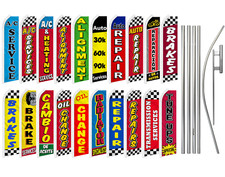 Mechanic Services Swooper Feather Flutter Flag Pole Kit Automotive Services