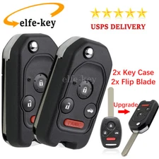 2 for 2006-2012 Honda Civic Accord Upgrade Flip Car Key Fob Shell Case 4 Button