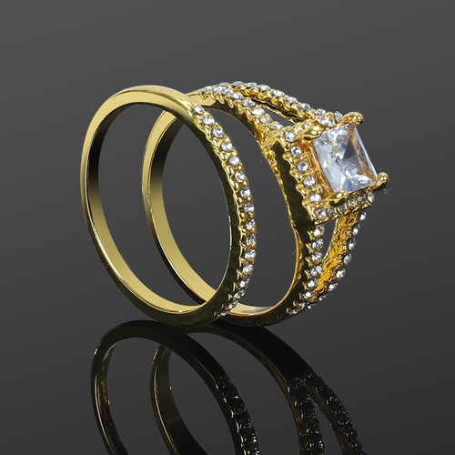 Couple Rings Classic Gold-plated Ring Inlaid Zircon Jewelry Rings - Picture 20 of 30
