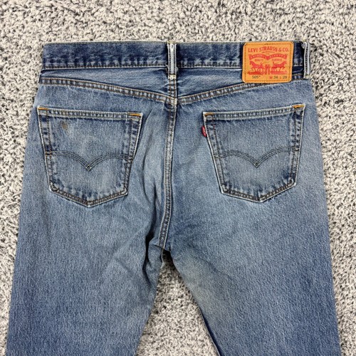 Levis 505 Jeans Mens 34x29 Blue Denim Straight Leg Cowboy Western Chore Grunge - Picture 13 of 18