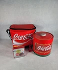 NEW Vintage Lot Of Coca Cola Cooler Bag - Ice Bucket - 4 PC Cork Coasters