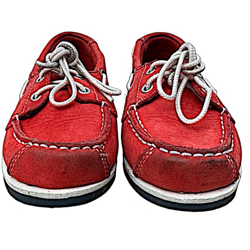 TIMBERLAND Earthkeepers Red Suede Boys Boat Shoes Size 12 Red Suede - Picture 3 of 9