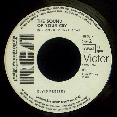 7" Vinyle ELVIS PRESLEY - It's Only Love, Promo : Étiquette Blanche, GER, M-/M- - Picture 3 of 3