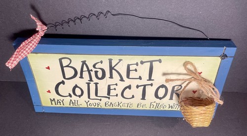 Basket Collector Wooden Wall Sign Art Plaque Wire Hanger Filled With Love - Picture 3 of 5