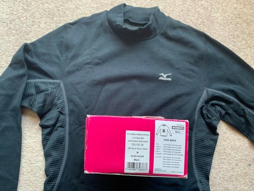 Mizuno Womens Middle weight L/S Highneck Shirt 73CL152-09 Size Small Black - Picture 2 of 2