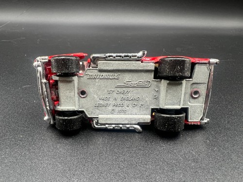 Matchbox Vintage 57 Chevy No 4 Red Cherry Bom Superfast Lesney England Bad Hood - Picture 4 of 4