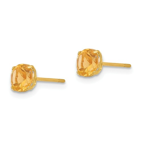 14K Yellow Gold 5mm Round Citrine Stud Earrings Madi K Children's Jewelry - Picture 2 of 3