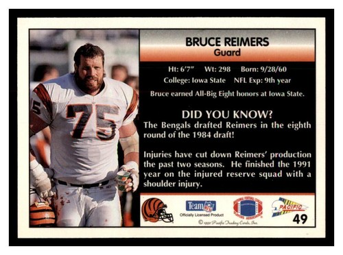 1992 Pacific NFL Football Pick Your Card With Stars & Rookies (1-250) - Picture 99 of 483